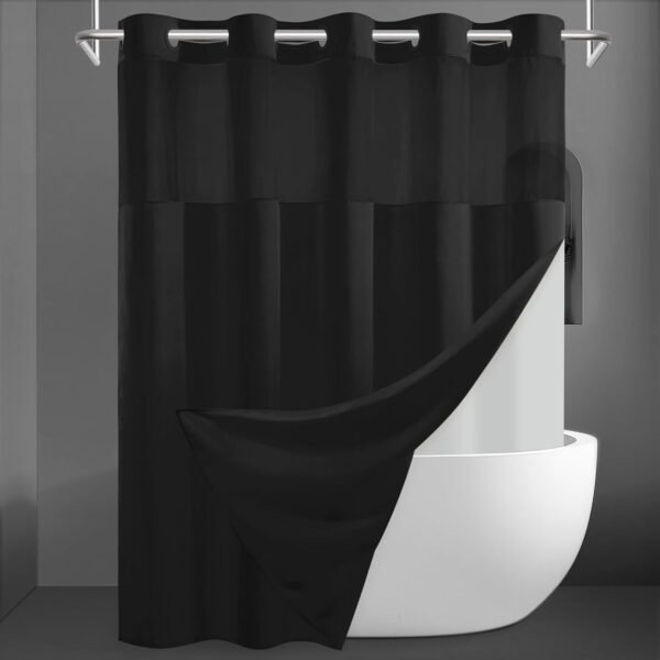 Hook Free Shower Curtain with Removable Liner