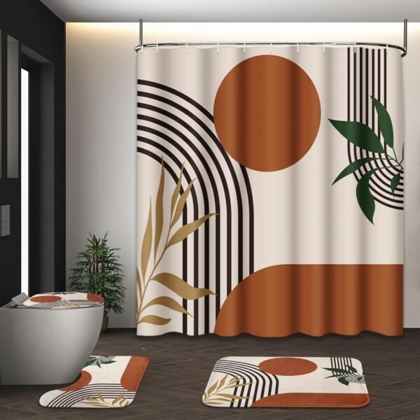 Boho Shower Curtain Set with Bath Mat