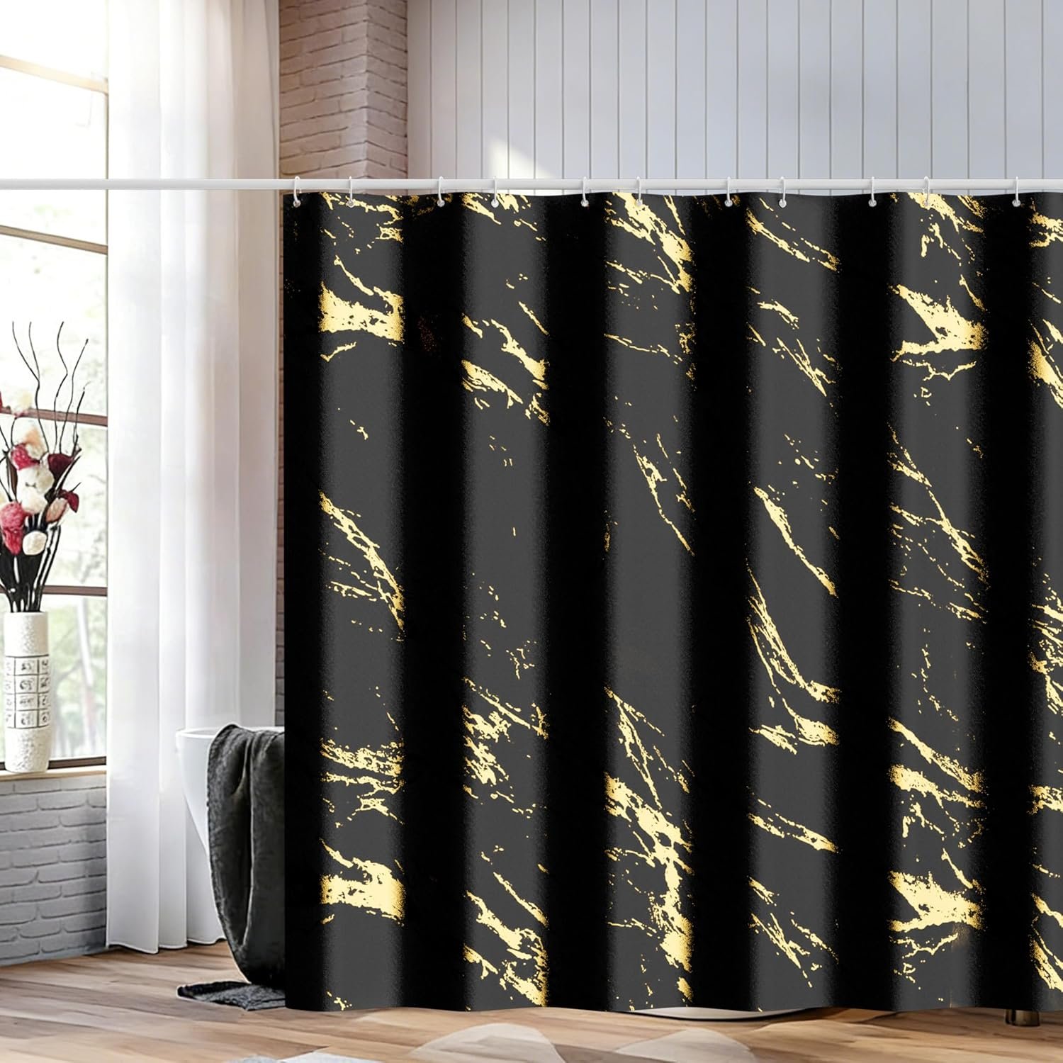 White Fabric Shower Curtain